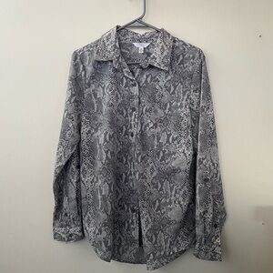 Time and Tru Gray Button Down Shirt with Snakeskin Pattern